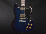 エピフォン gibson ギブソン SG ギター 初心者 入門 ビギナー 女子 子供 デラックス DLX FLAME フレーム 虎杢　カーリーメイプル サンバースト teal blue sunburst trance trans トランス ブルー ティール 青