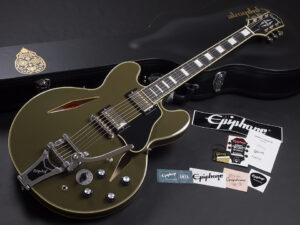 生形真一 ウブカタ シンイチ ES-335 Gibson Ebony セミアコ Nothing’s Carved In Stone ELLEGARDEN エルレガーデン ドラブ オリーブ グリーン 緑