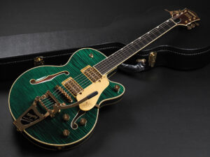 Gretsch Broadkaster Jr. LX Figured Center Block with String-Thru Bigsby and Gold Hardware Ebony Fingerboard ~Tropic Aura~ セミアコ コンパクトセミアコ 小ぶり センターブロック フレイムメイプル Bigsby ビグスビー ES-339 ES-335 Electromatic CASINO Coupe Collings 緑